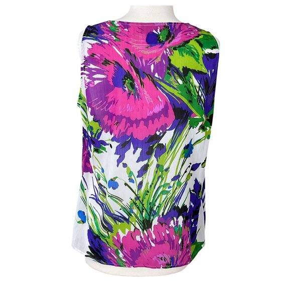 Lane Bryant Sleeveless Lined Colorful Tropical Print Center Ruffle Tank 16 - Picture 4 of 7